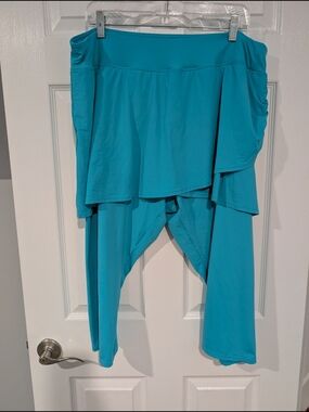 Lands' End Turquoise Blue High Waisted Flared Swim Skort w/ Capri Size 3X